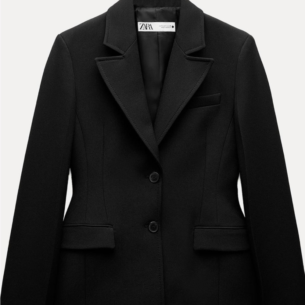 NWT Zara Women's Black Blazer Jacket with Shoulder Pads ZW Collection
